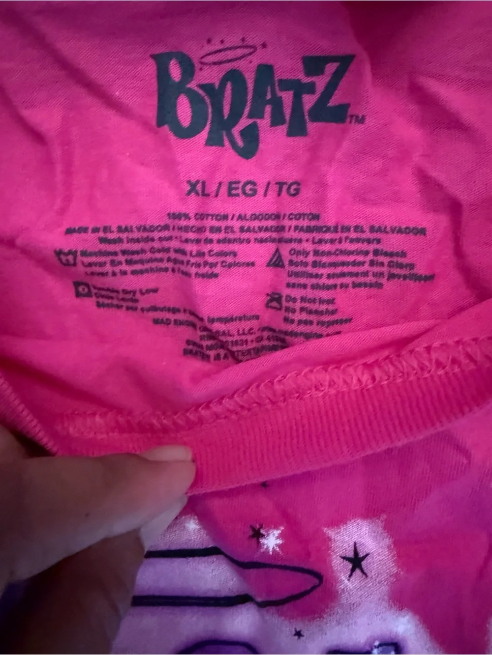 Women’s BRATZ Graphic Tee short sleeve Hot Pink Top XL NWT